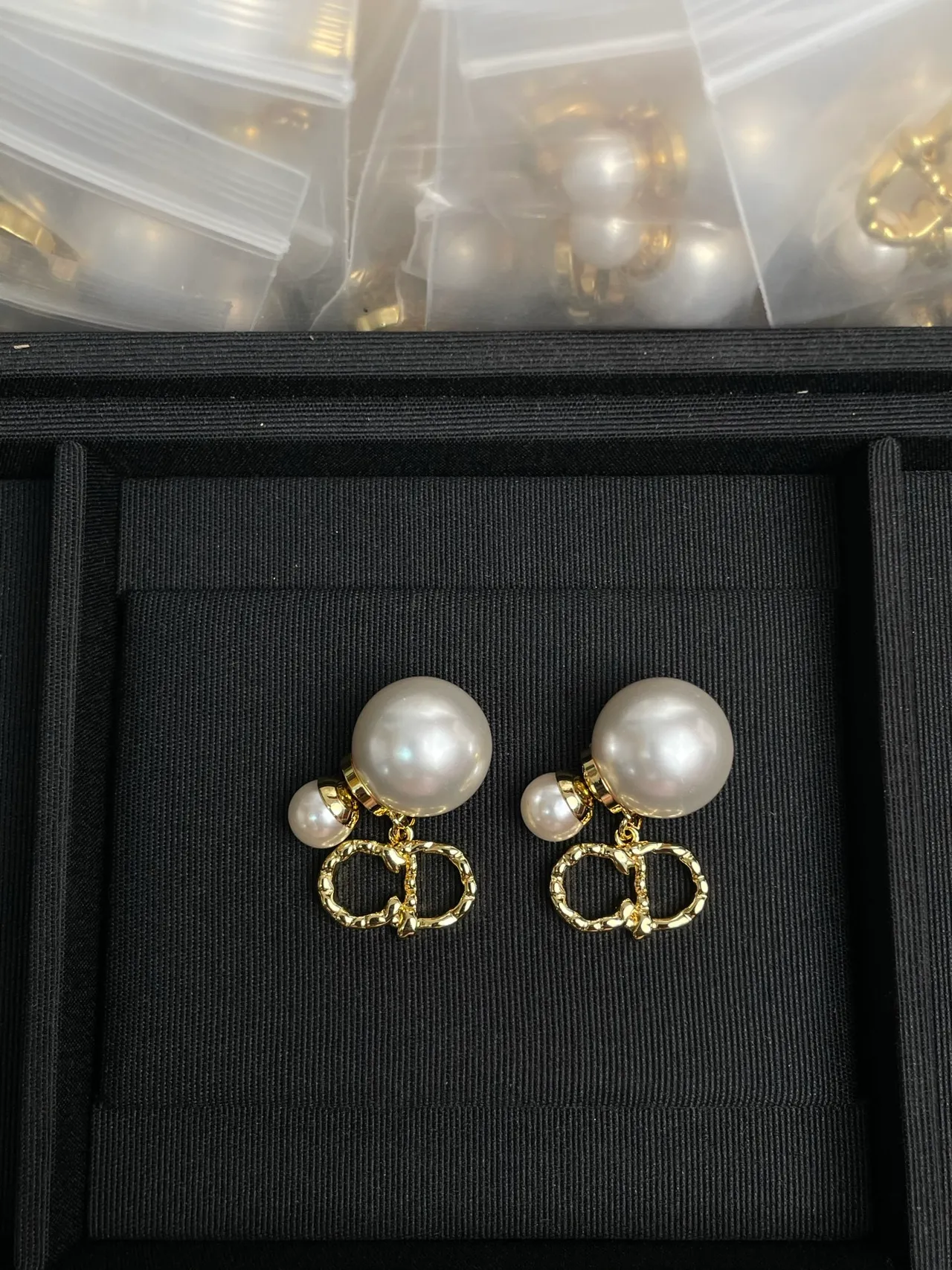 White Gold Double-Pearl Drop Interlocking Rings Earrings 5