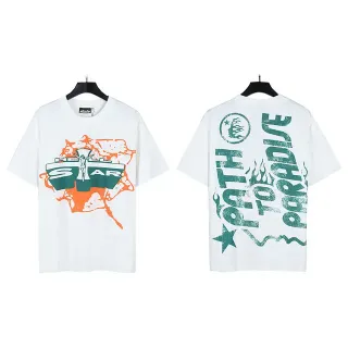 تيشيرت أبيض أوفرسايز بطبعة جرافيك مزدوج الوجه