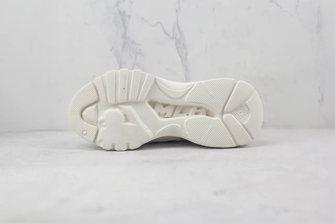White Printed Canvas High-Top Chunky Sneaker 8