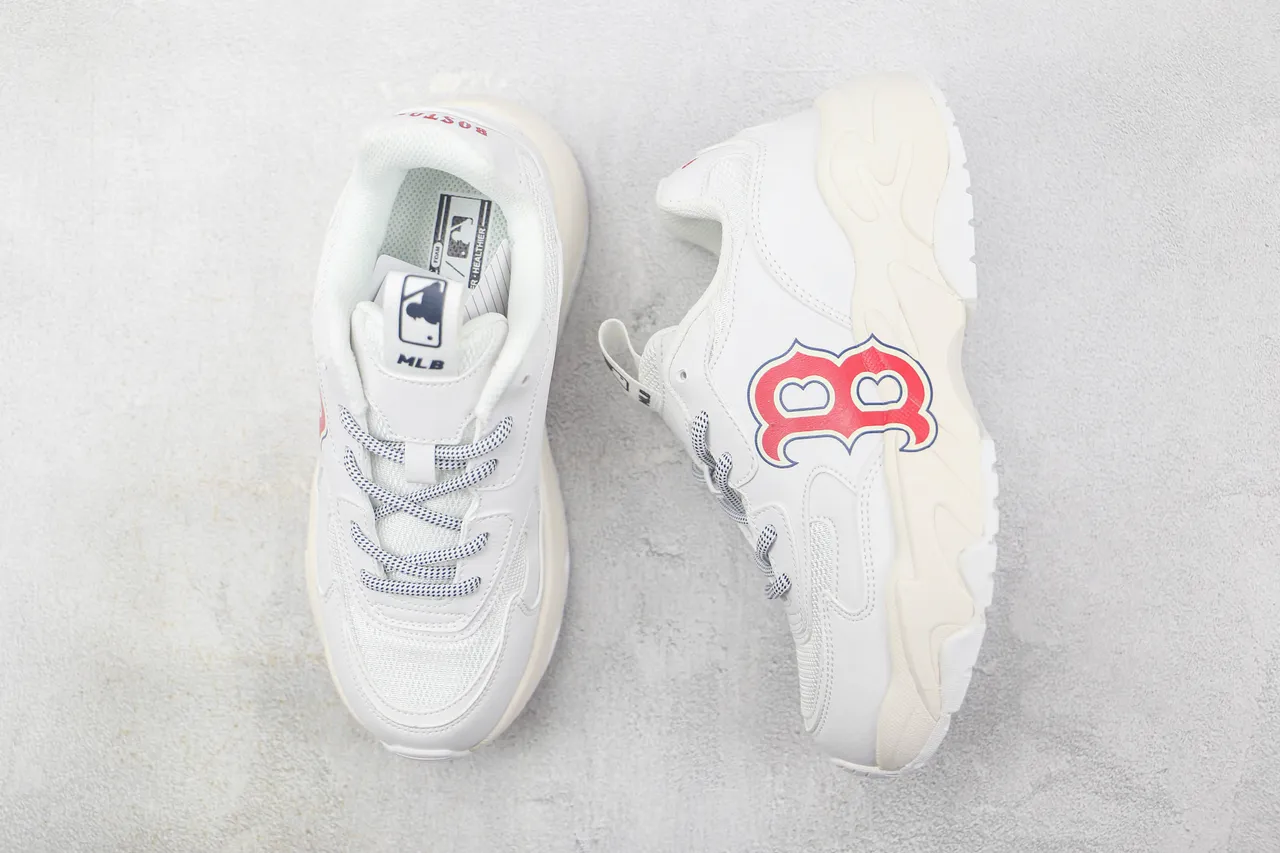White Red Silhouette Sculpted Wavy Midsole Chunky Sneakers 3