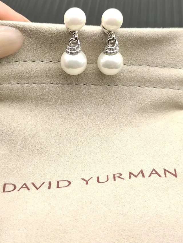 White Silver Double-Pearl Drop Setting Earrings 8