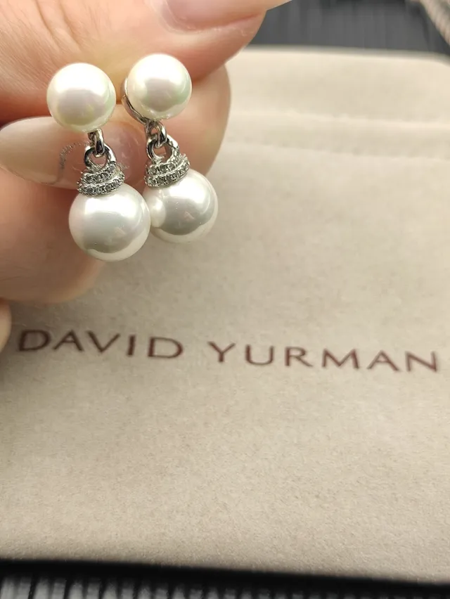 White Silver Double-Pearl Drop Setting Earrings 9