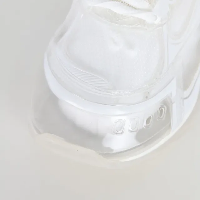 White Translucent Sole Layered Overlay Sneakers 5