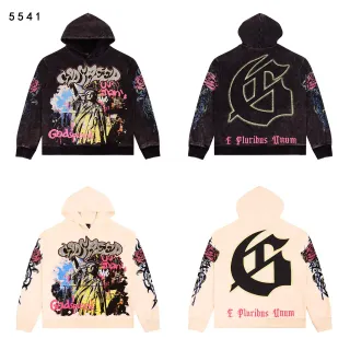 Godspeed Distressed Acid-Wash Graffiti Print Hoodie