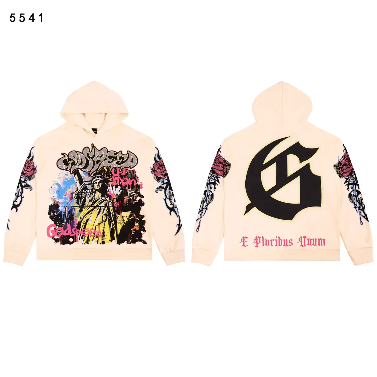 Godspeed Hoodie Graffiti Print Acid Wash Distressed 3