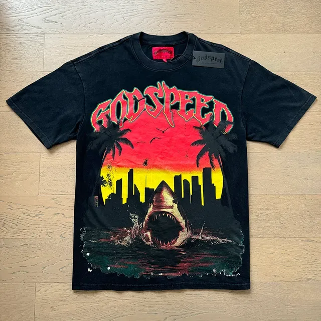 T-shirt noir oversize à imprimé graphique Godspeed 5