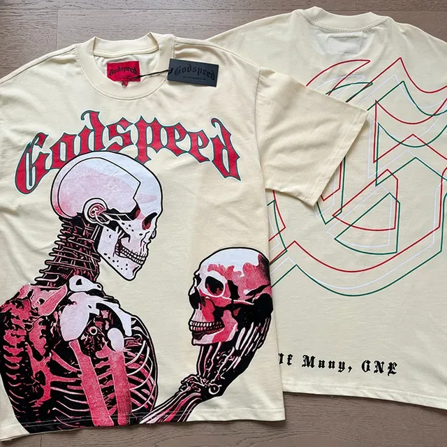 Godspeed Skeleton Graphic Print Cream T-Shirt 4
