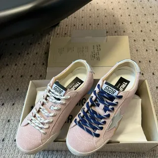 Golden Goose Super-Star Tênis lifestyle de camurça rosa poeirento