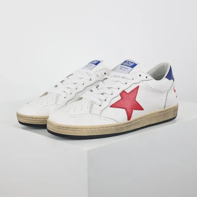 Golden Goose Super-Star White Red Blue حذاء سنيكرز أسلوب حياة 2