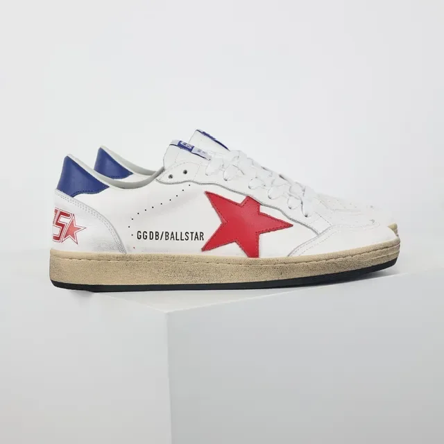Golden Goose Super-Star White Red Blue حذاء سنيكرز أسلوب حياة 3