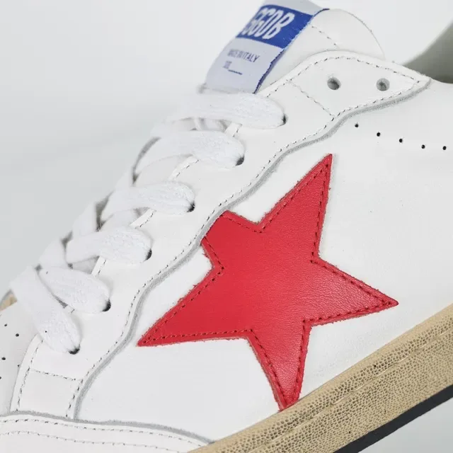 Golden Goose Super-Star White Red Blue حذاء سنيكرز أسلوب حياة 6