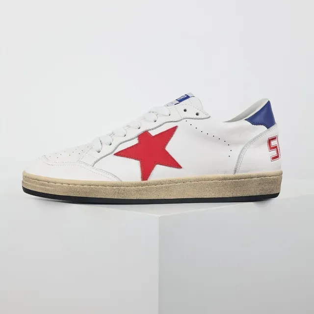 Golden Goose Super-Star White Red Blue حذاء سنيكرز أسلوب حياة 9