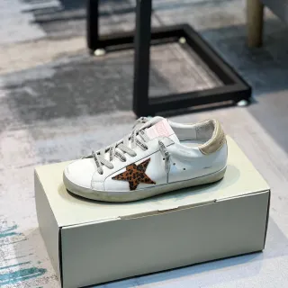 Golden Goose Superstar Tênis Lifestyle Estrela de Leopardo Branco