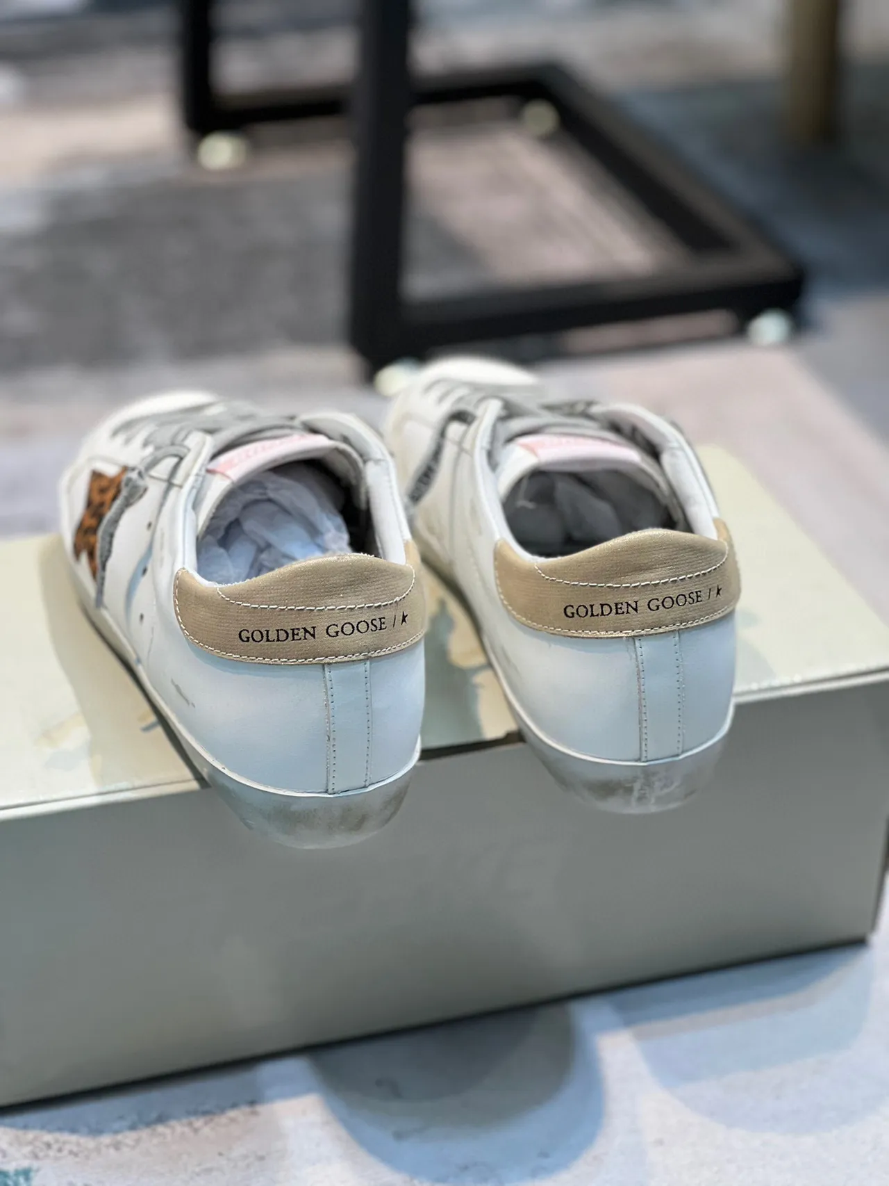 Golden Goose Superstar حذاء رياضي أسلوب حياة أبيض نجم بري 3
