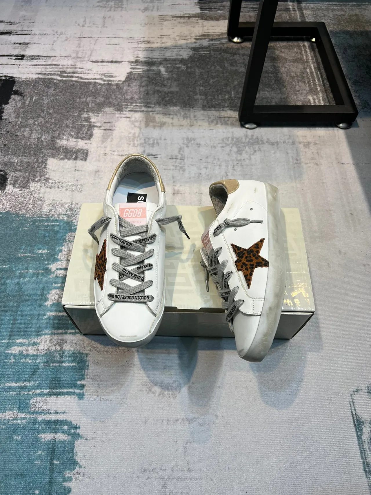 Golden Goose Superstar حذاء رياضي أسلوب حياة أبيض نجم بري 4