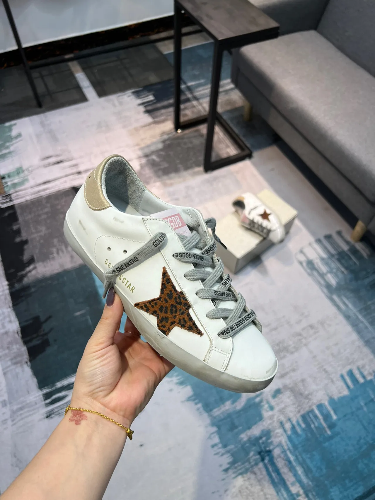 Golden Goose Superstar حذاء رياضي أسلوب حياة أبيض نجم بري 6