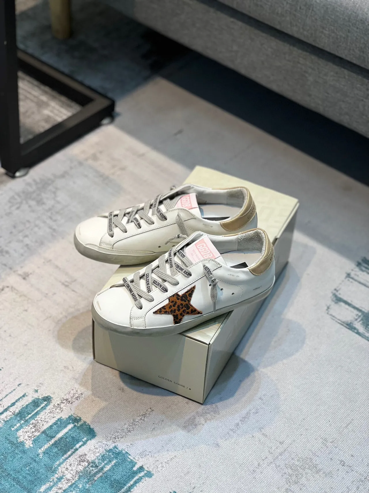 Golden Goose Superstar حذاء رياضي أسلوب حياة أبيض نجم بري 7