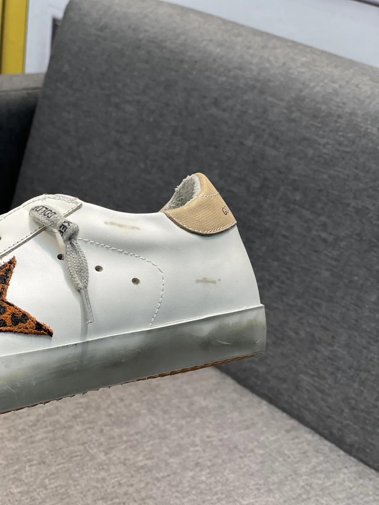 Golden Goose Superstar حذاء رياضي أسلوب حياة أبيض نجم بري 9