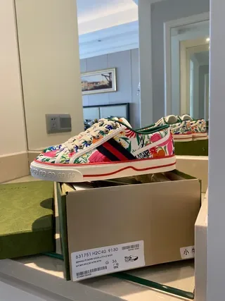 Gucci Ace Sneakers Lifestyle à l'impression florale et rayures web 8