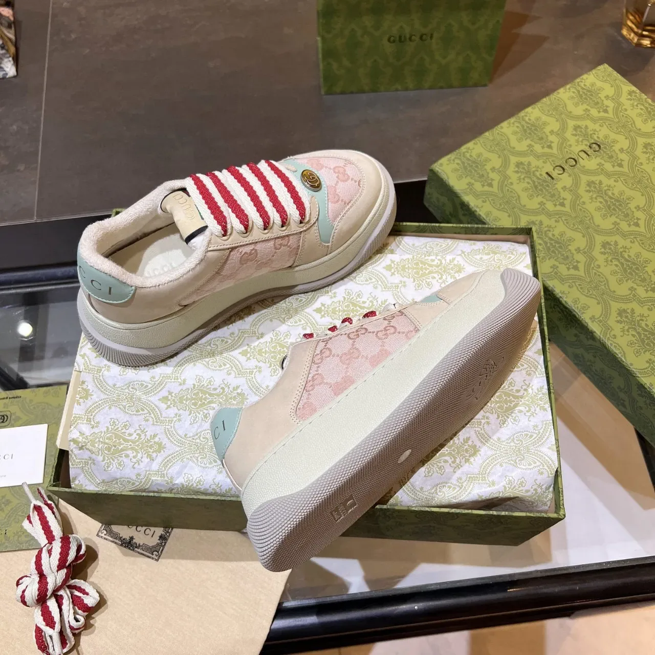 Gucci Ace rose et beige GG Jacquard Lifestyle Sneakers 6