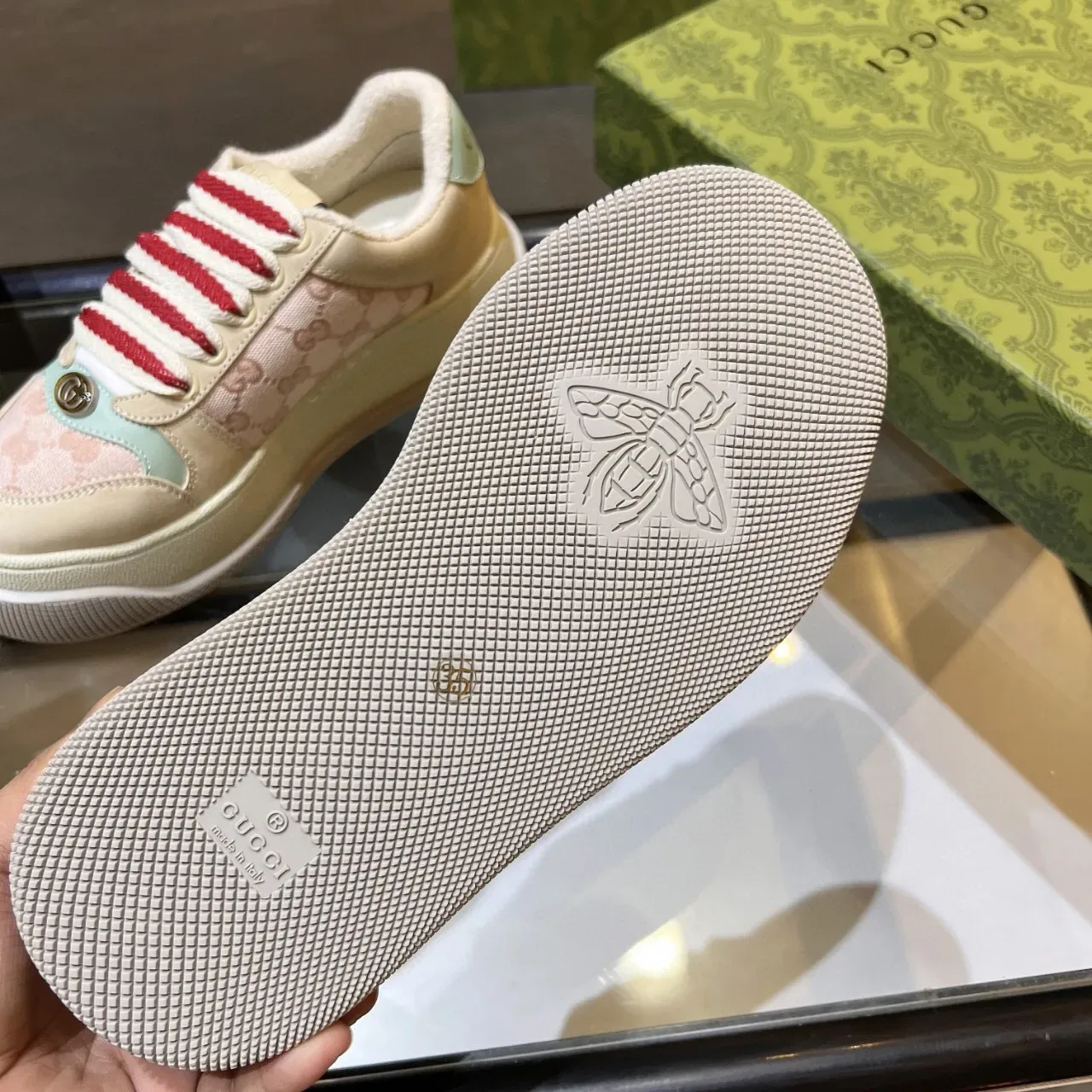 Gucci Ace rose et beige GG Jacquard Lifestyle Sneakers 9