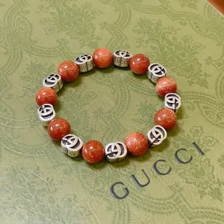 Gucci خرز Interlocking GG Logo برتقالي غولد ستون سوار