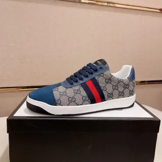 Gucci Beige Marino GG Monogram Lona Ante Superposiciones Zapatillas Lifestyle