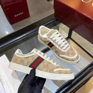 Gucci 米白 GG Monogram 帆布 网带细节 生活风格运动鞋