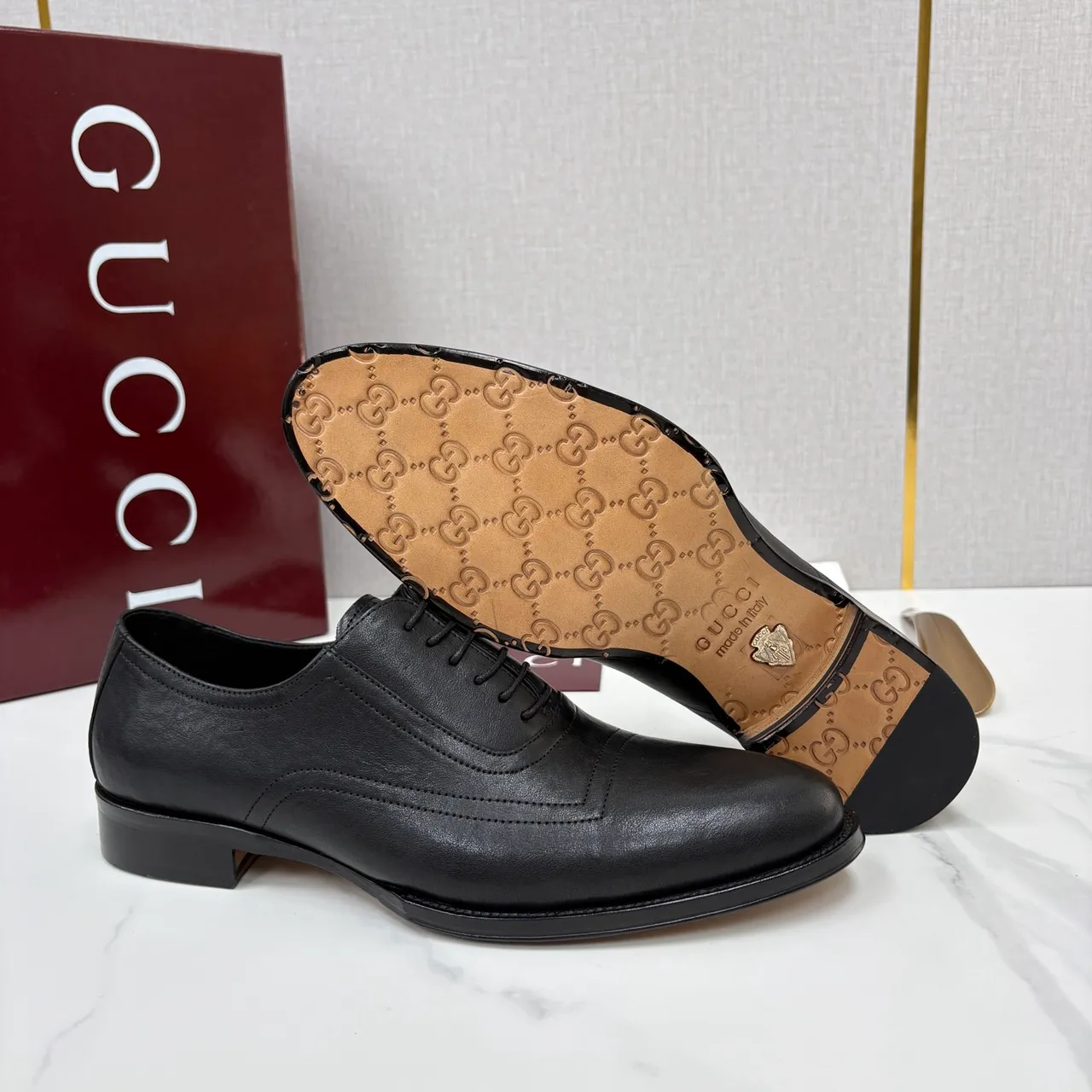 Gucci কালো ক্যাপ-টো অক্সফোর্ড জুতা 3