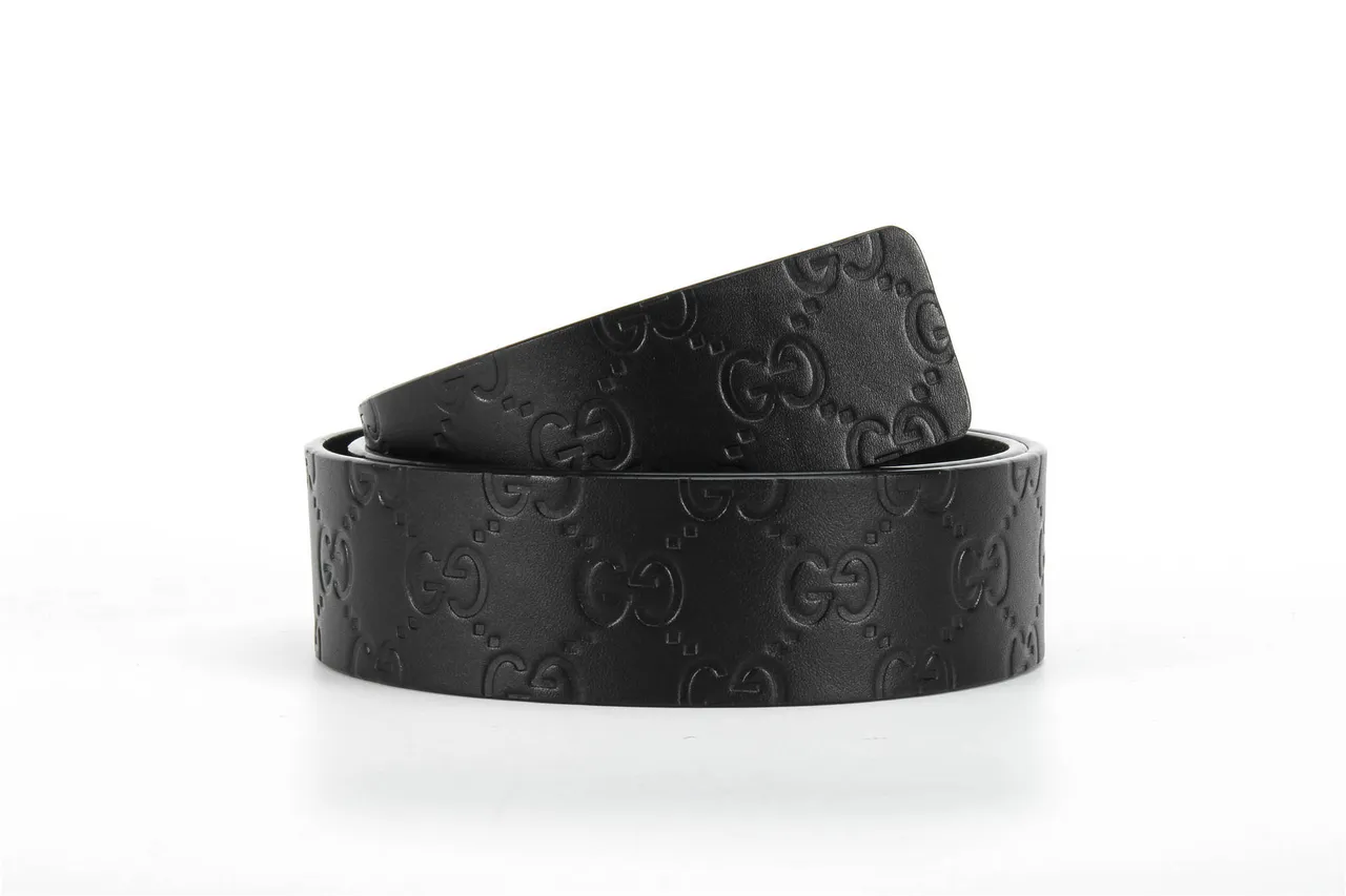 Gucci Black Gold GG-Embossed Polished Interlocking G Buckle Leather Belt 3