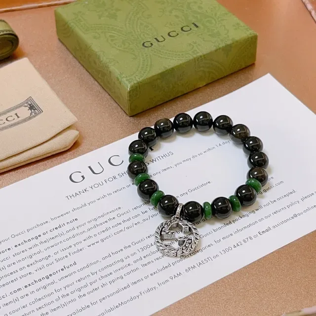 Gucci سوار أسود أخضر خرز مرن 2