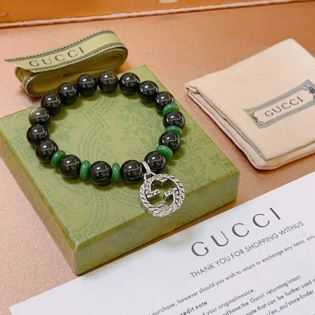 Gucci سوار أسود أخضر خرز مرن 9