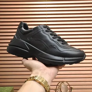 Gucci Black Leather Layered Sole Chunky Sneakers