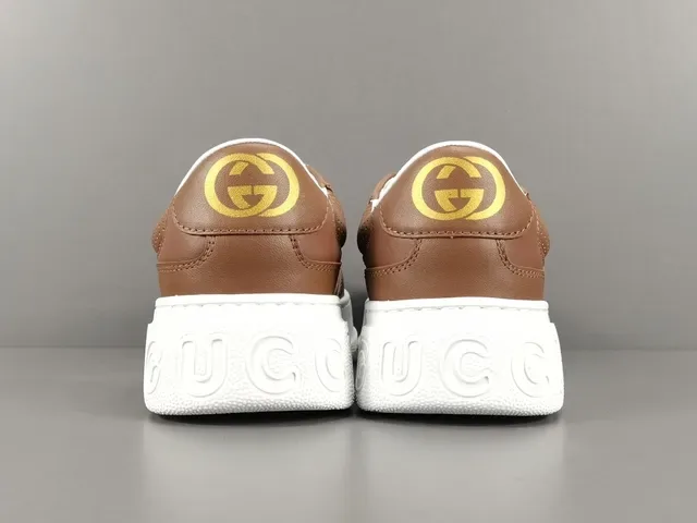 Gucci Marrom Bege GG Monogram Lona Couro Overlays Sneakers Lifestyle 17
