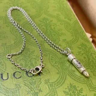 Collier Gucci Pendentif Bullet Chaîne de Cable Ton Argent