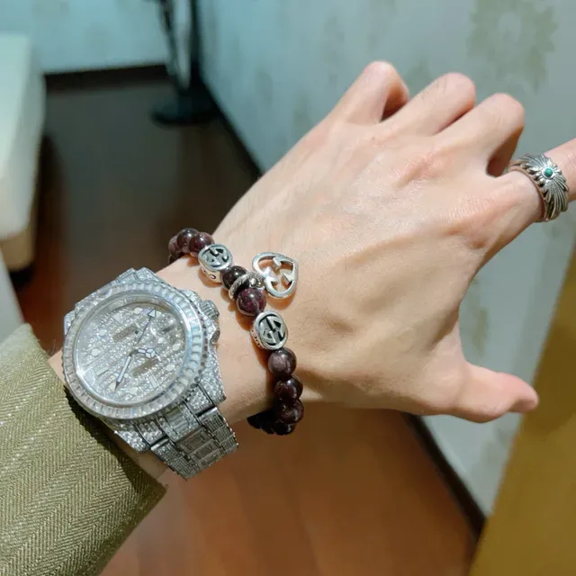 Pulseira Gucci Burdeos com Charms G Interconectados e Contas Prateadas 5