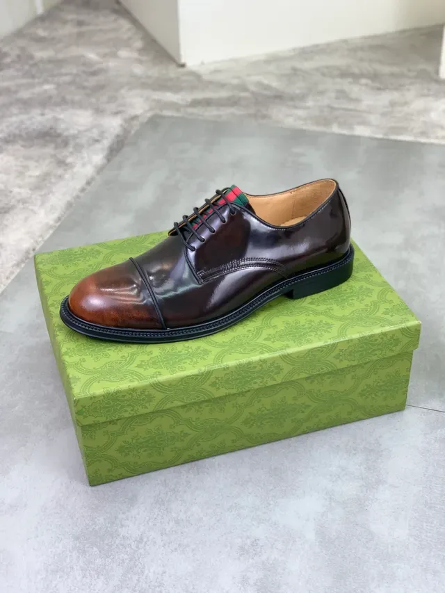 Gucci Cap-Toe Two-Tone Patina Oxford Shoes 4