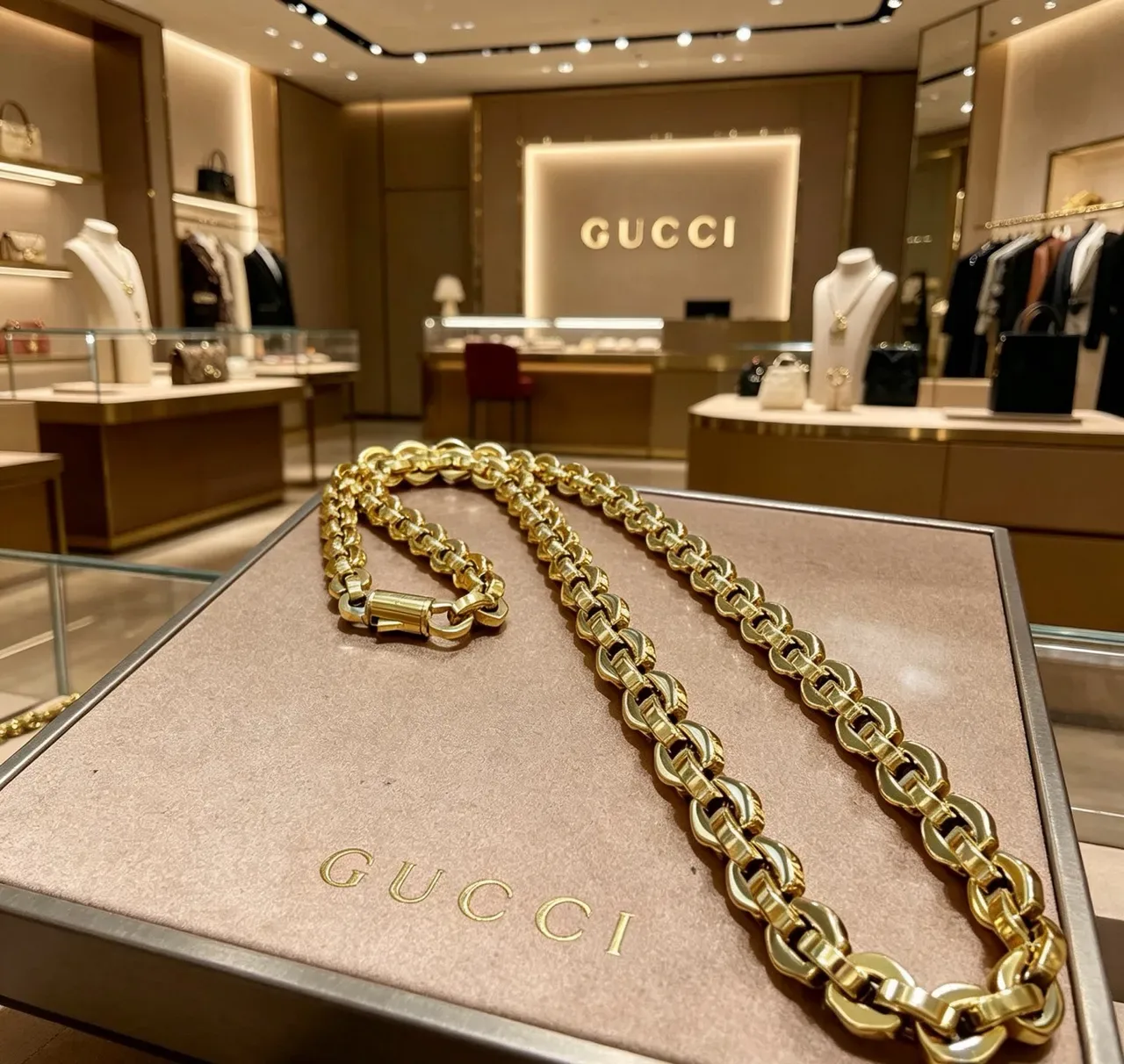 Gucci Chunky Oval-Link Gold-Tone Necklace 4