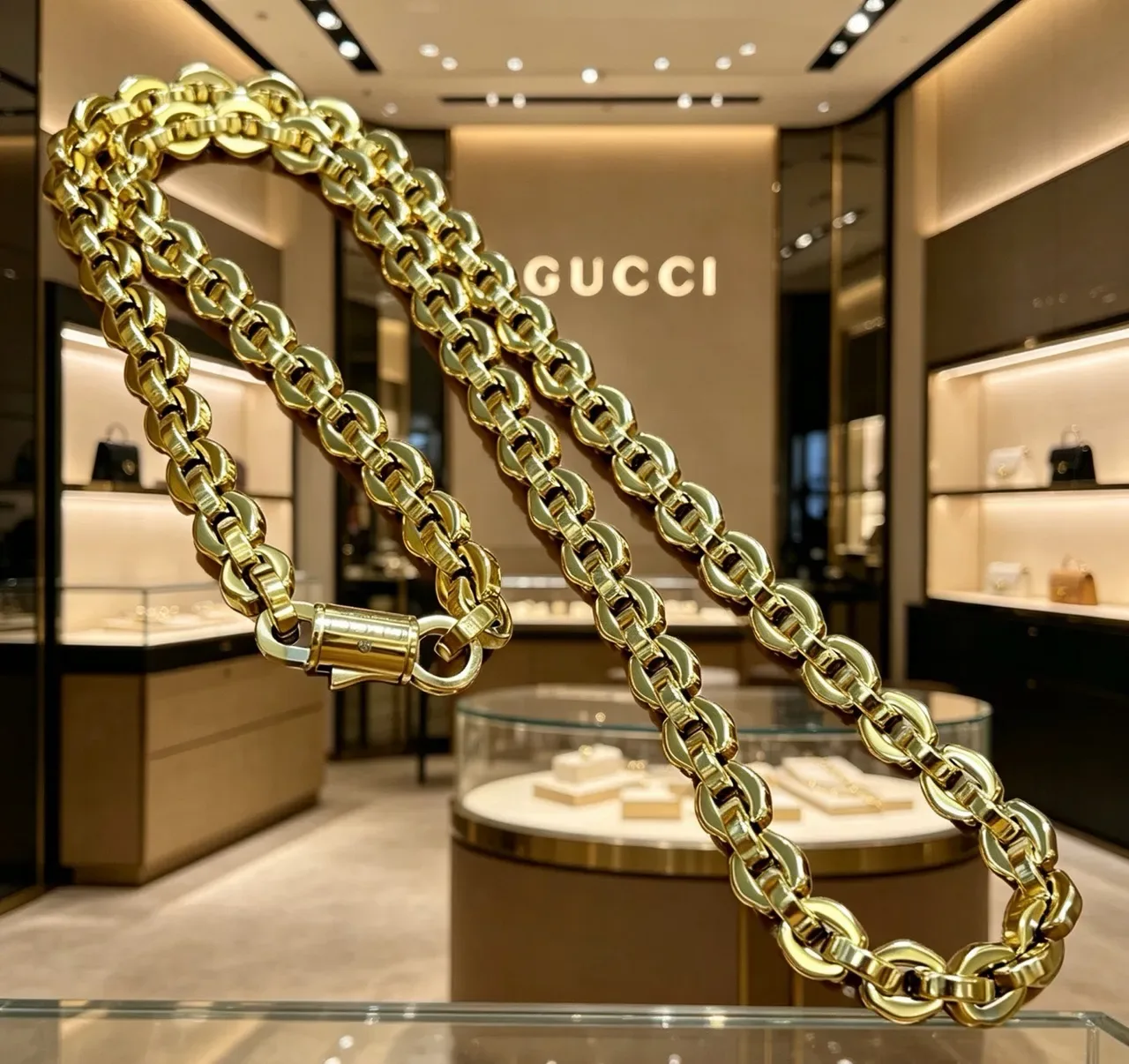 Gucci Chunky Oval-Link Gold-Tone Necklace 6