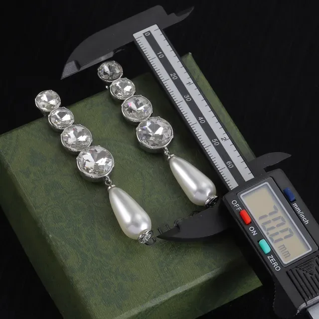 Boucles d'oreilles Gucci Cristal Cascade Goutte Perle 2
