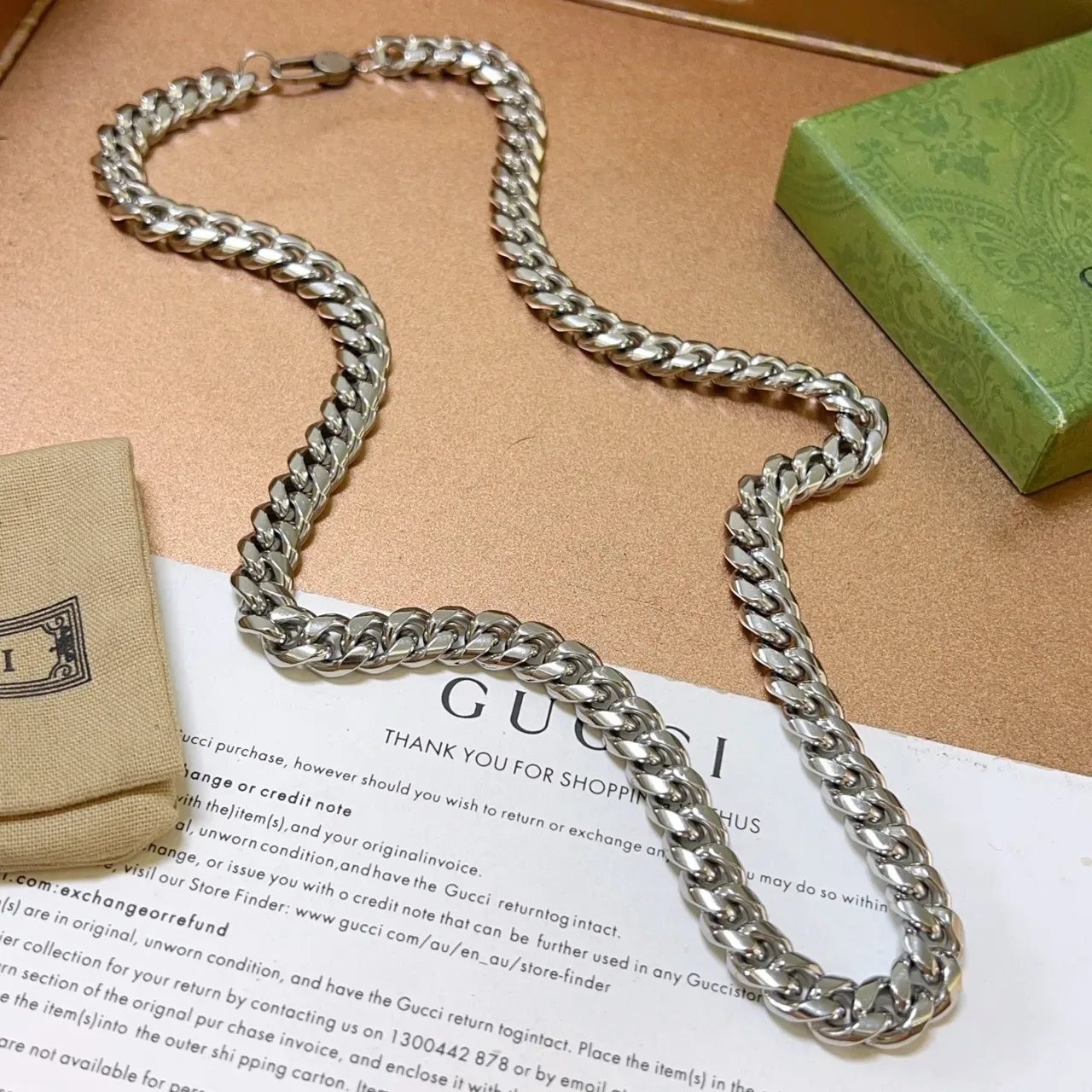 Collier Gucci Chaîne Curb-Link Ton Argent 4