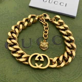 Gucci Dionysus Tiger Charm Pulsera Cadena Gruesa Oro