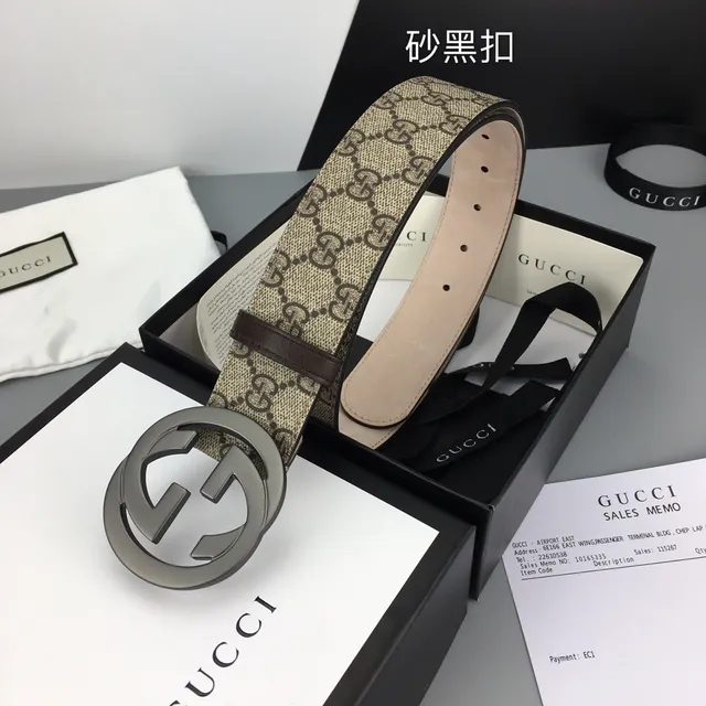 Cinturón Gucci Double G Beige Marrón GG Monograma Lona Hebilla Interlocking Cinturón de Cuero 4