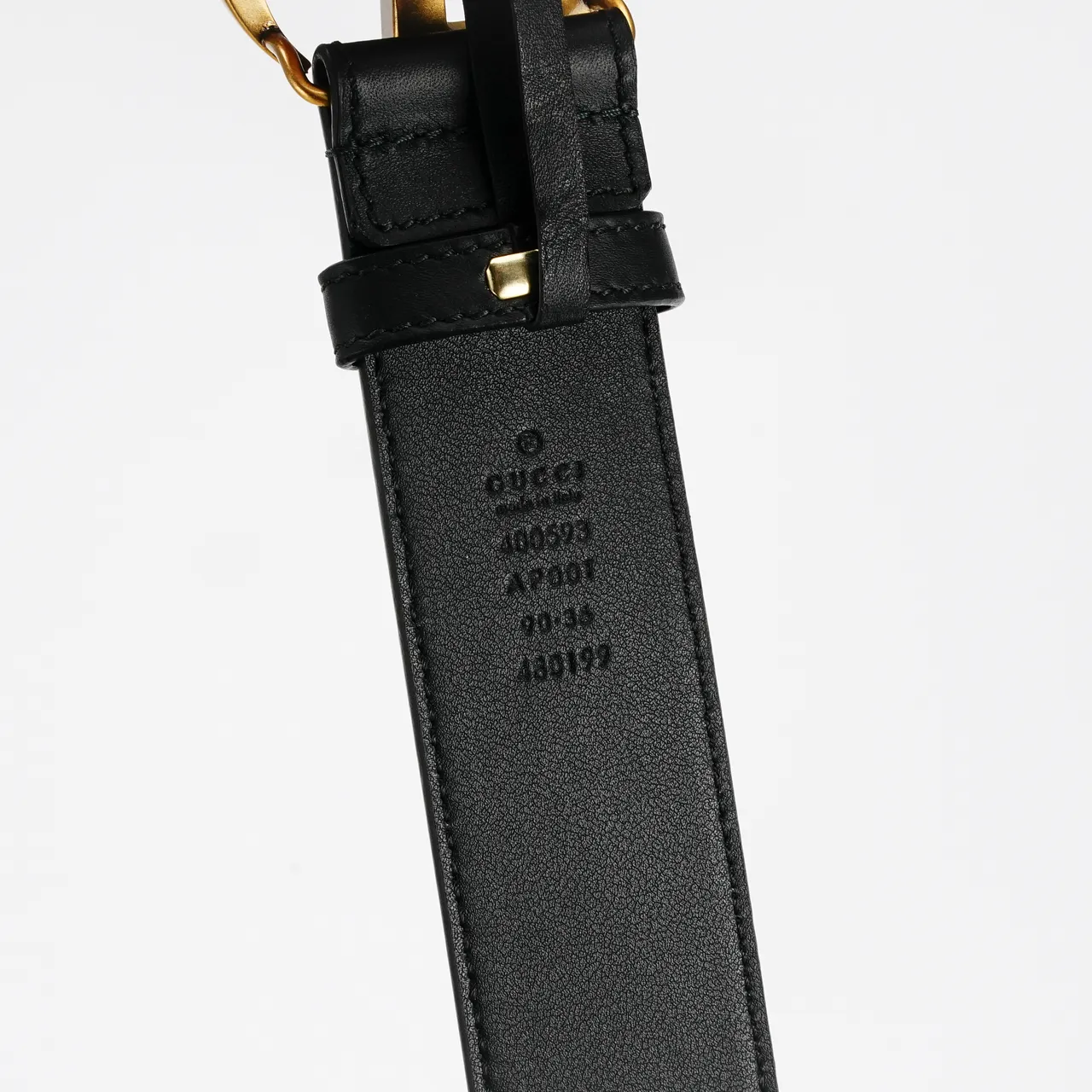 Ceinture Gucci Double G Cuir Noir Boucle Doré-Ajuste Ceinture Cuir 3