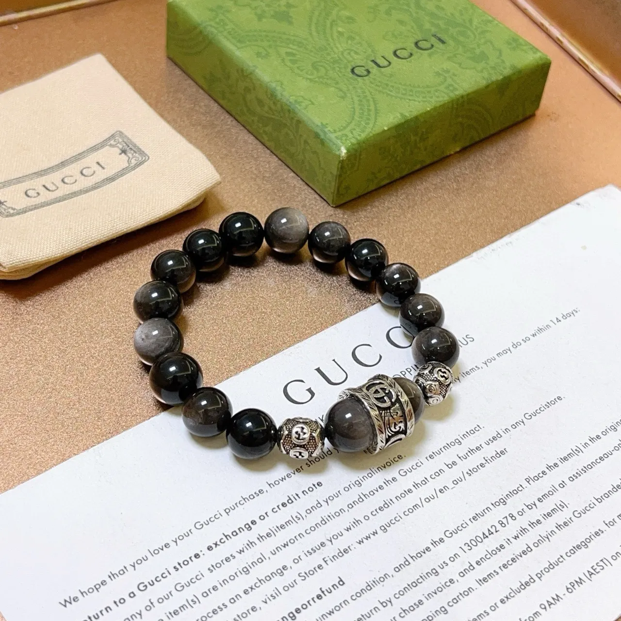 Gucci Double-G Motif Pulseira de Pedras e Metal 3