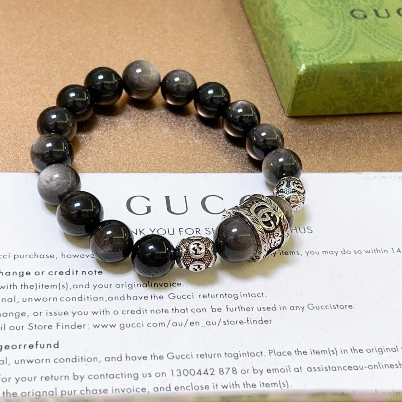 Gucci Double-G Motif Pulseira de Pedras e Metal 5