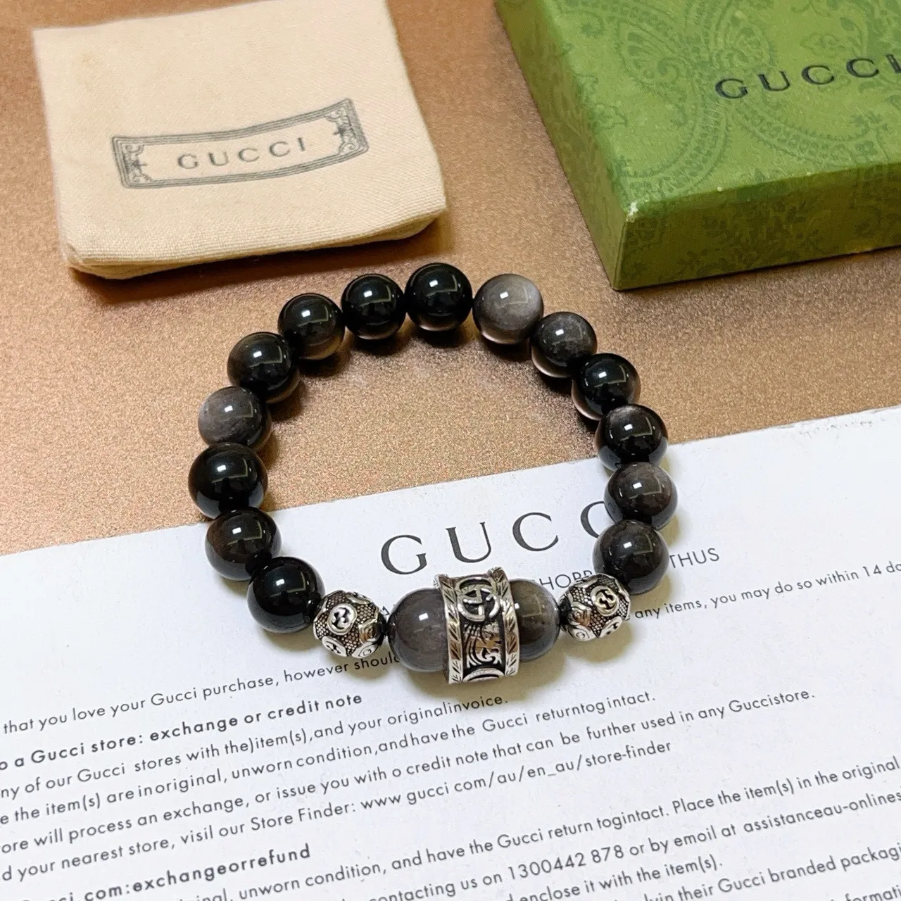 Gucci Double-G Motif Pulseira de Pedras e Metal 6