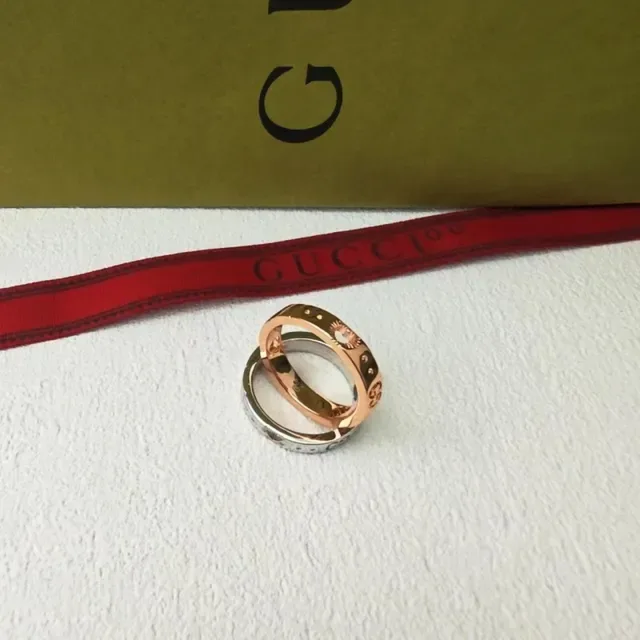Gucci Engraved Sunburst Motif Stackable Rings 3