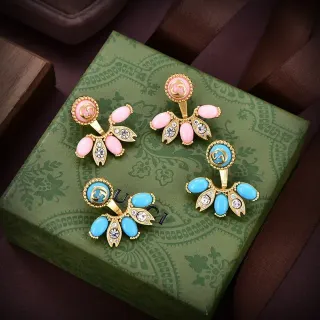 Gucci ফ্লোরাল ফ্যান ডাবল-জি এনামেল এবং ক্রিস্টাল কানের দুল