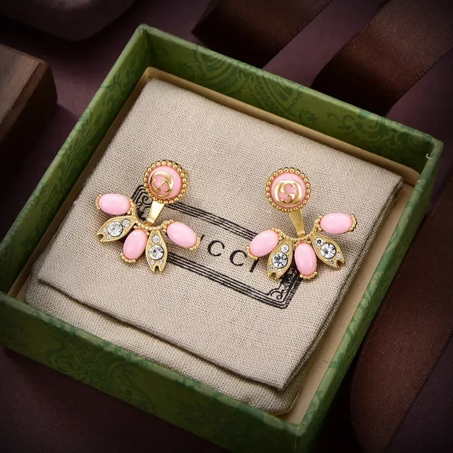 Gucci Aretes Abanico Floral Double-G Esmalte y Cristal 3
